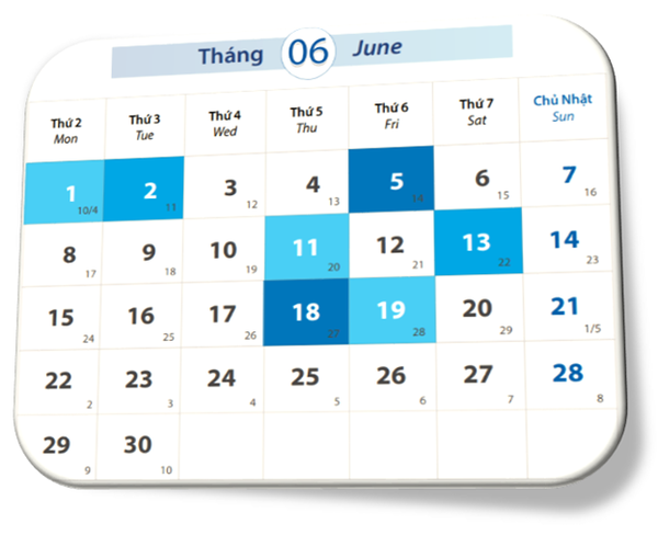 Tháng 6 có bao nhiêu ngày, có ngày lễ gì, thuộc cung nào?